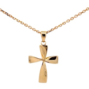 18K Yellow Gold 17 in. Cross Necklace 4.9g