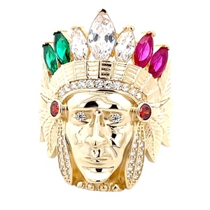 10K Yellow Gold Indian Chief Ring SZ:10