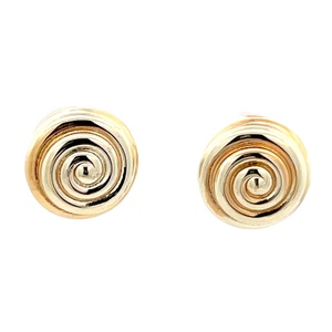 14K Yellow Gold Hollow Button Earrings 1.5g