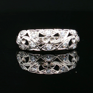 Vintage 14K White Gold 1/4CTW Diamond Cocktail Ring SZ:6