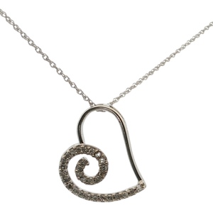 10K White Gold .15CTW Diamond Heart Necklace 19 in. 1.8g