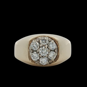 Gents 14K Yellow Gold 1.0CTW Diamond Kentucky Cluster Ring SZ:11