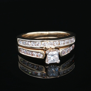 Ladies 14K Yellow Gold 1.0CTW Diamond 2-Piece Bridal Set SZ:7, 7.0g
