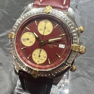 Breitling Chronomat B13050 39mm Bordeaux Dial 18K Stainless