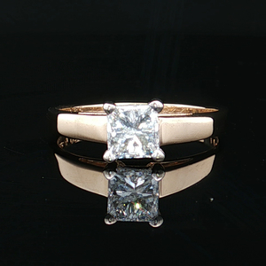 Ladies 14K Yellow Gold 1.0Ct Lab-Grown Princess Diamond Engagement Ring SZ:7