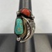 Sterling Silver Turquoise & Coral Ring Size 7