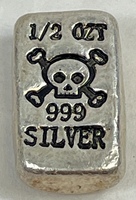 Monarch Precious Metals 1/2oz Poured Skull and Crossbone .999 Silver Bar