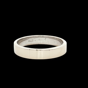 14K White Gold 3.9mm Pipe-Cut Plain Band SZ:7