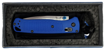 Benchmade Bugout 535 Blue Grivory Handle S30V Axis Lock Belt Clip Folding Knife
