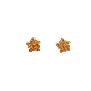 22K Yellow Gold Flower Stud Earrings 