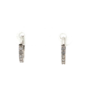 18K White Gold 1/2" CZ Huggie Earrings 