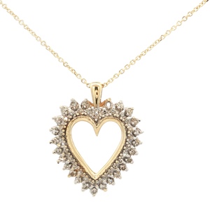 10K Yellow Gold .43CTW Diamond Heart Necklace 18 in. 5.2g