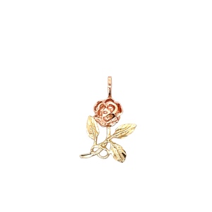 14K Two-Tone Gold 7/8" Rose Pendant 