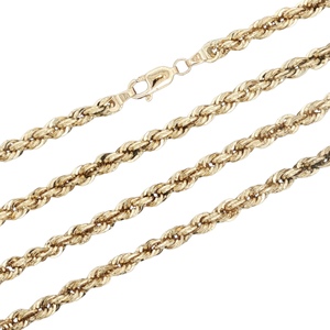 14K Yellow Gold 22 in. 3.7mm Hollow Rope Chain 6.9g