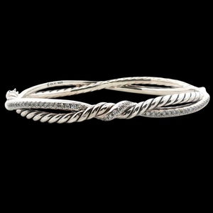 David Yurman .46Ctw Diamond Crossover Infinity Bracelet Size:L