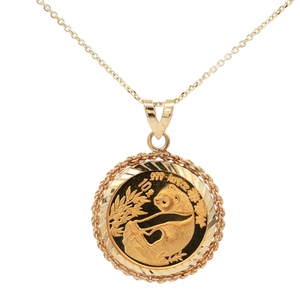 14K Yellow Gold 18 in. Gold Panda 10 Yuan Necklace 