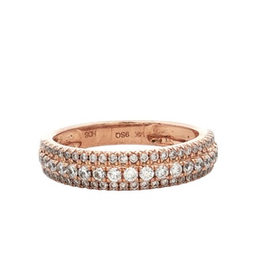 Ladies 14K Rose Gold 1.0CTW 73-Diamond Band SZ:7, 3.8g