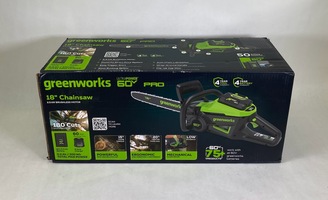 Greenworks PRO 60V 18" Cordless Brushless Chainsaw w/ 5.0Ah Battery & Charger