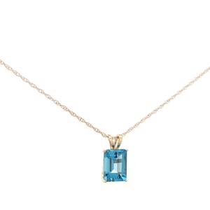14K Yellow Gold 17 in. Blue Topaz Gemstone Necklace 1.3g 