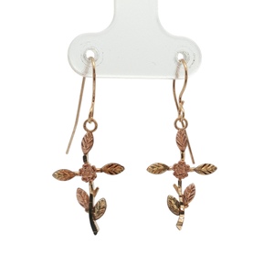 10K Two-Tone Black Hills Gold Floral Hook Earrings 