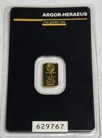 Argor-Heraeus 1gram .9999 Fine Gold Bar 