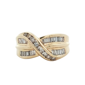 14K Yellow Gold 1/2CTW Diamond Crossover Ring SZ:8.5, 7.4g