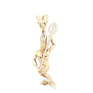 14K Two-Tone Gold 2" Poseidon Pendant 