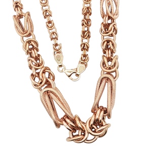 14K Rose Gold 18 in. Graduated Hollow Byzantine Link Chain 7.4g