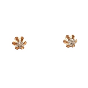 14K Yellow Gold .015CTW Diamond Buttercup Stud Earrings 
