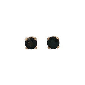14K Yellow Gold Blue Sapphire Gemstone Stud Earrings 