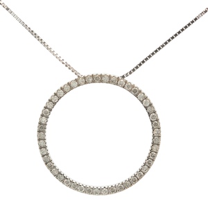 14K White Gold 18 in. 1/2CTW Diamond Circle of Love Necklace
