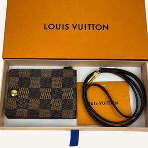Louis Vuitton Damier Ebene Porte Cartes ID Case Cardholder W/Bandouliere