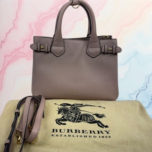 Burberry Banner House Check Dusty Rose Leather Shoulder Bag Handbag