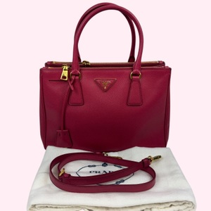 Prada Double-Zip Galleria Bruyere Pink Leather Shoulder Handbag