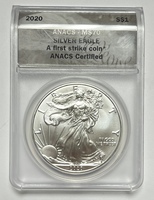 2020 American Silver Eagle ANACS MS70 A First Strike Coin