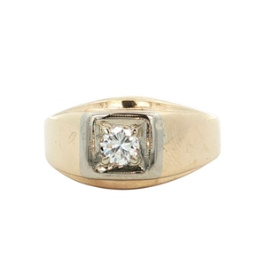 Gents 14K Yellow Gold .45Ct Diamond Solitaire Ring SZ:11