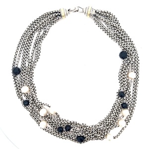David Yurman 18K/925 Pearl & Black Onyx Multi-Strand 15.5 in. Necklace 104g