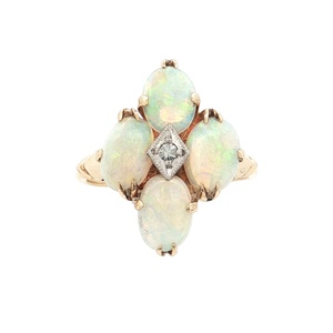 Ladies 10K Yellow Gold Opal Gemstone Ring SZ:6, 5.5g