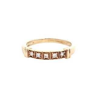 Gents 14K Yellow Gold 5-CZ Gemstone Wedding Band SZ:8.5