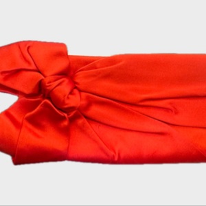 Valentino Red Silk Bow Clutch 