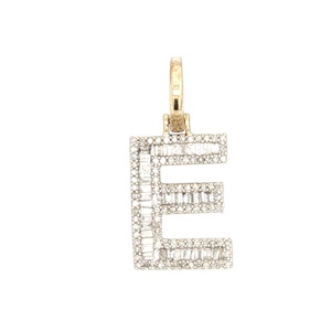 10K Yellow Gold "E" Cubic Zirconia Pendant 1 in. 