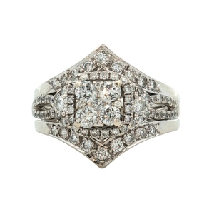 Ladies 14K White Gold 85-Diamond 1-1/2CTW 3-Piece Bridal Set SZ:10.5