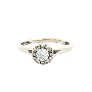 14K White Gold 1/3CTW Diamond Halo Engagement Ring SZ:4