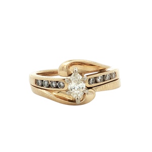 Ladies 14K Yellow Gold 1/3CTW (.17) Marquise Diamond Bridal Set SZ:5.5