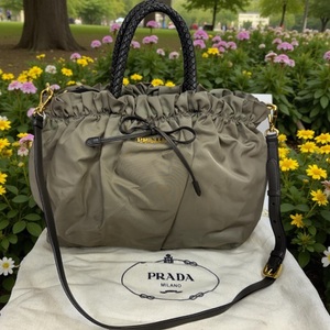 Prada Tessuto and Leather Bow Shoulder Bag 