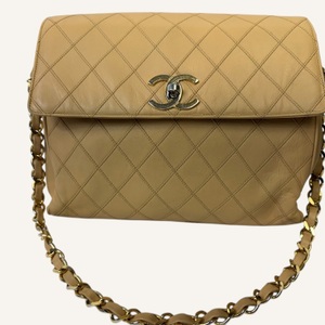 Chanel Lambskin Beige Medium Single Flap Shoulder Bag