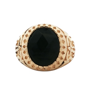 Gents 14K Yellow Gold Black Onyx Cocktail Ring SZ:8
