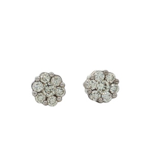 10k White Gold 1/2CTW Diamond Cluster Stud Earrings