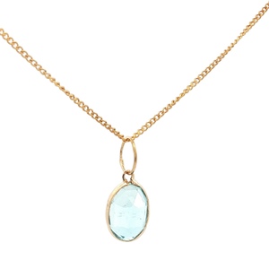 18K Yellow Gold 16 in. Blue Topaz Gemstone Necklace 2.9g