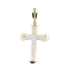 10K Yellow Gold 2-3/4 in. 1.0CTW Diamond Cross Pendant 11.7g (Missing 6 Dia's)